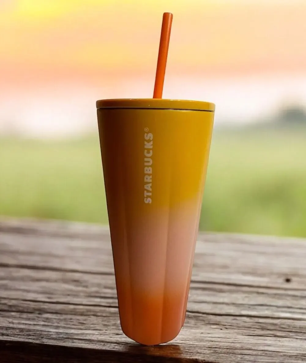 NEW Starbucks Orange Sherbet 2022 Tangerine Mango Ombré Tumbler Venti Cup 24 OZ